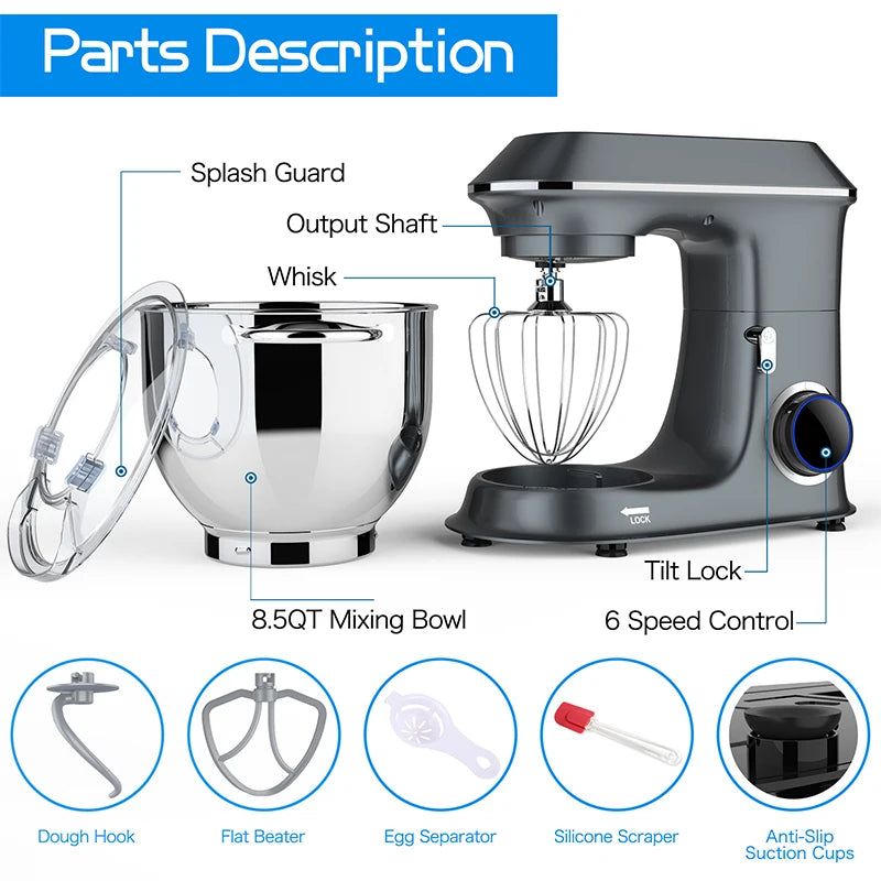 Planetary Stand Mixer 6.5–10L | 1400W Dough & Bread Mixer Planetary Stand Mixer SPOT
