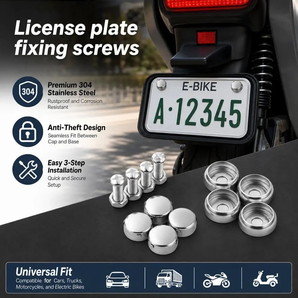 Stainless Steel License Plate Security Screws – 4-Pack License Plate Screws SPOT