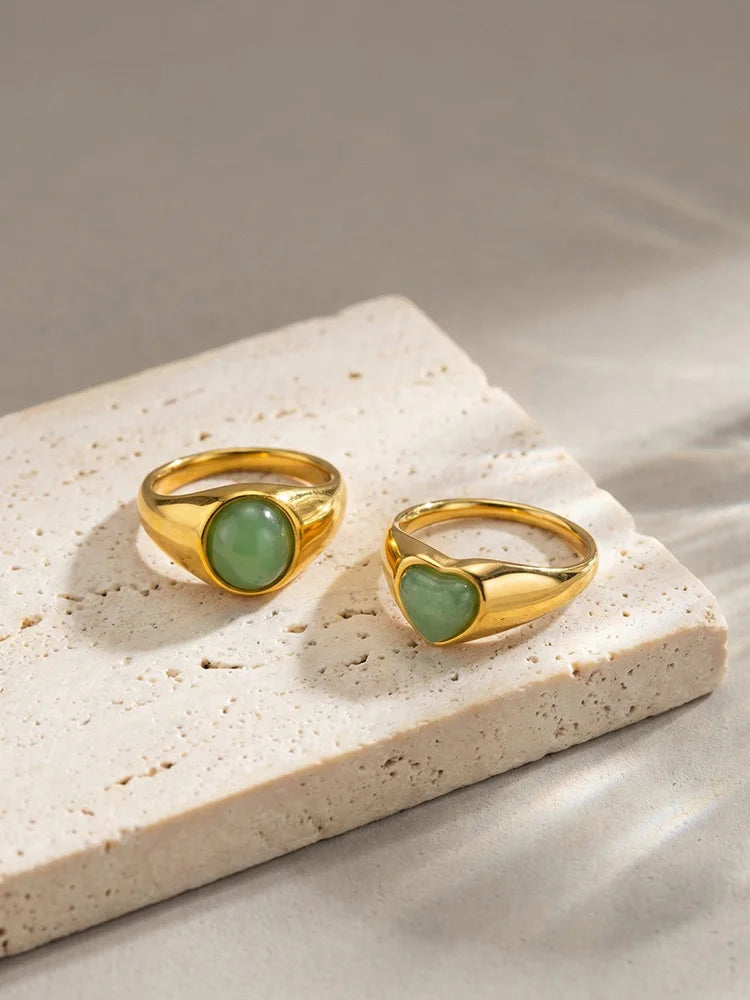 18K Gold Plated Tiger Eye & Green Aventurine Stone Ring Natural Stone Ring SPOT