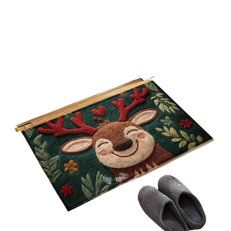 Fluffy Christmas Deer Microfiber Bath Mat – Quick-Dry Holiday Bath Mat SPOT