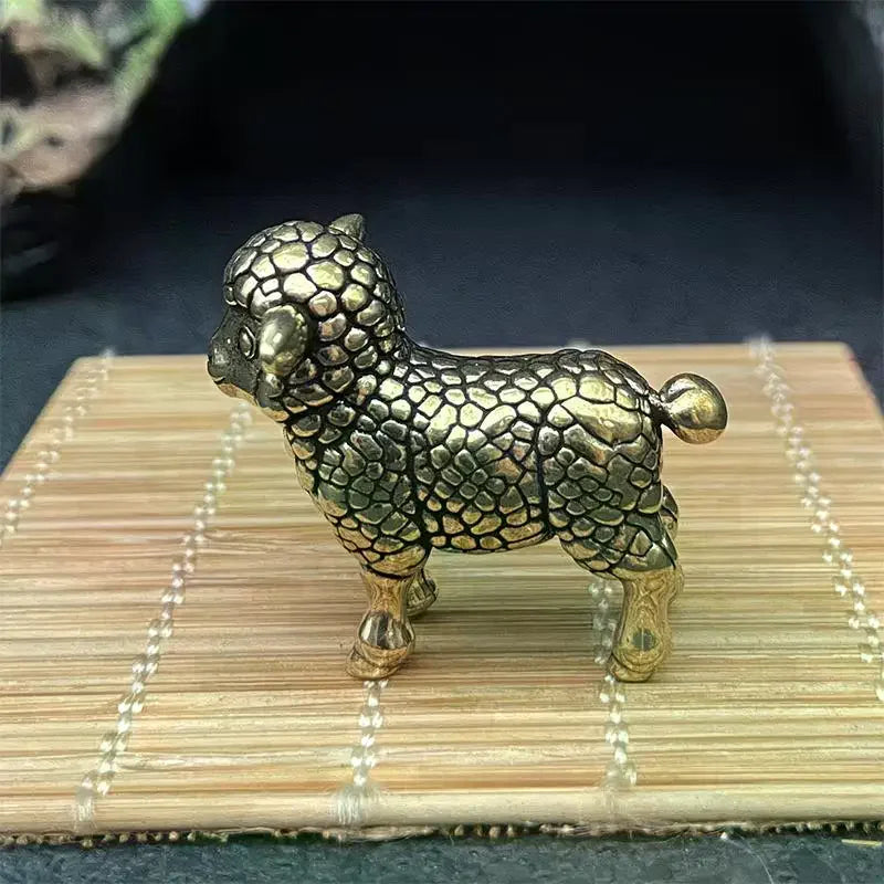 Chinese Zodiac Goat Brass Figurine – Feng Shui Lucky Sculpture Decorative Figurine SPOT