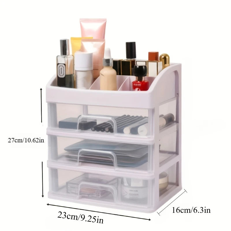 Multi-Layer Transparent Makeup Organizer with Drawers Makeup Organizer SPOT WHITE
