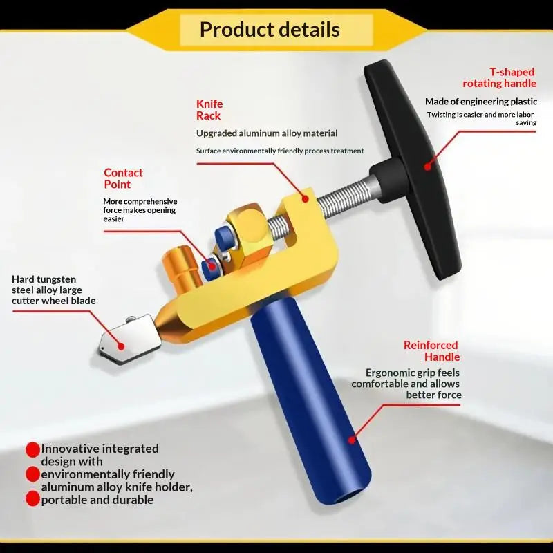 2-in-1 Glass & Ceramic Tile Cutter with Diamond Wheel Tile Cutting Tool SPOT