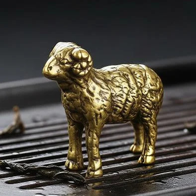Solid Brass Mini Ram Figurine – Antique Desktop Ornament Brass Figurine SPOT