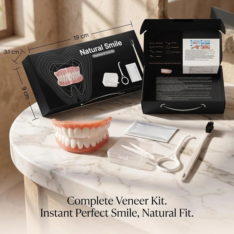 Full Mouth Denture Set with Case, Brush & Silicone Reline Denture Care Set SPOT