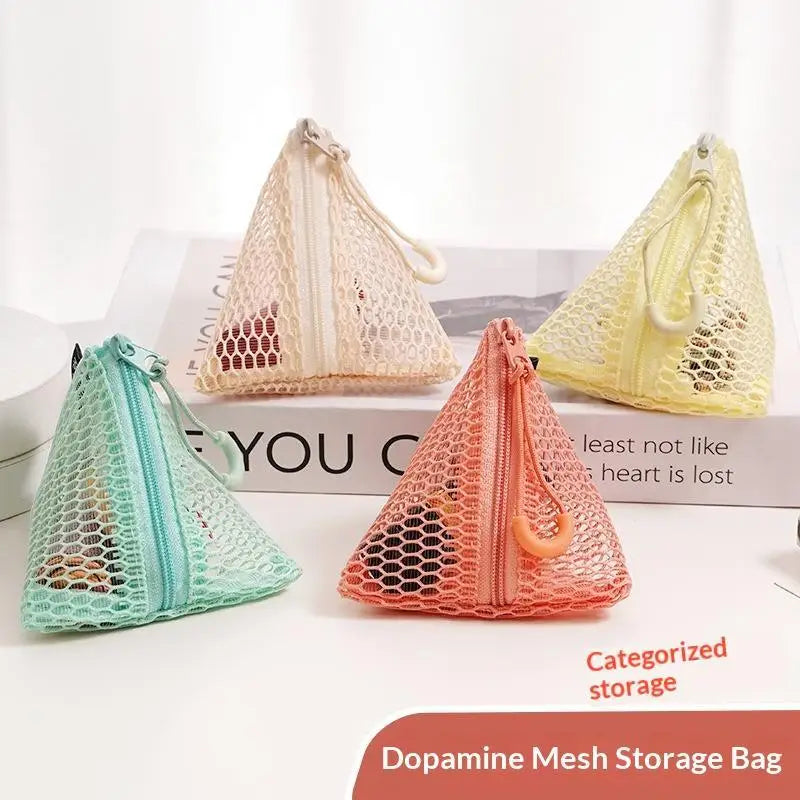 Triangular Mesh Storage Pouch – Zippered Clear Mini Organizer Mesh Storage Pouch SPOT