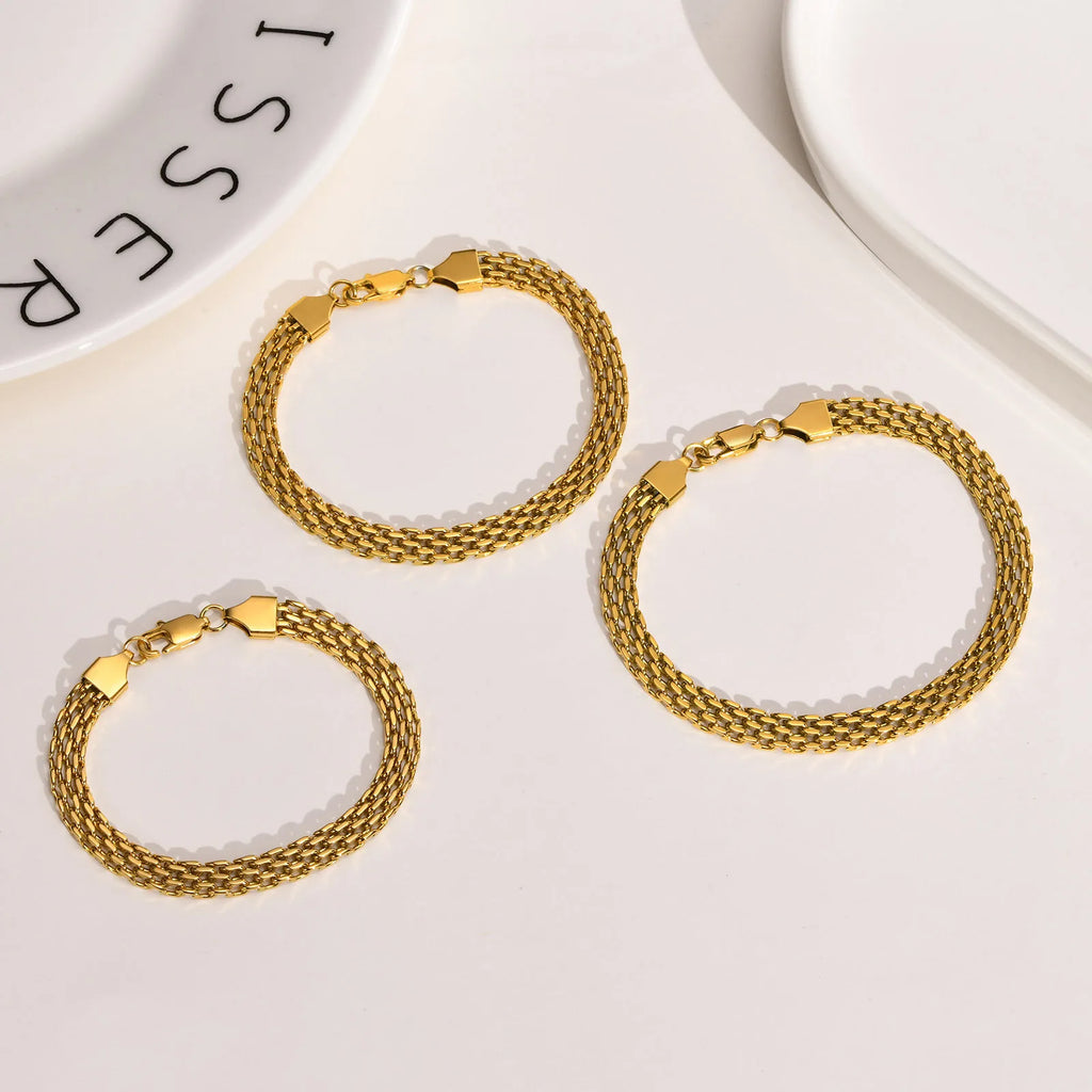 6mm Mesh Chain Bracelet – 18K Gold Plated Stainless Steel Chain Link Bracelet SPOT
