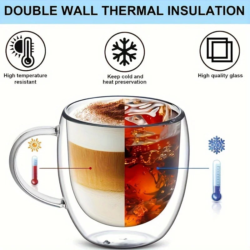 250ml Double-Walled Borosilicate Glass Coffee Mug with Handle Glass Coffee Mug SPOT