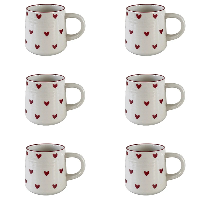 Heart-Shaped Ceramic Mug – Porcelain Coffee Cup & Gift Ceramic Coffee Mug SPOT 6Pcs Small 201-420ml