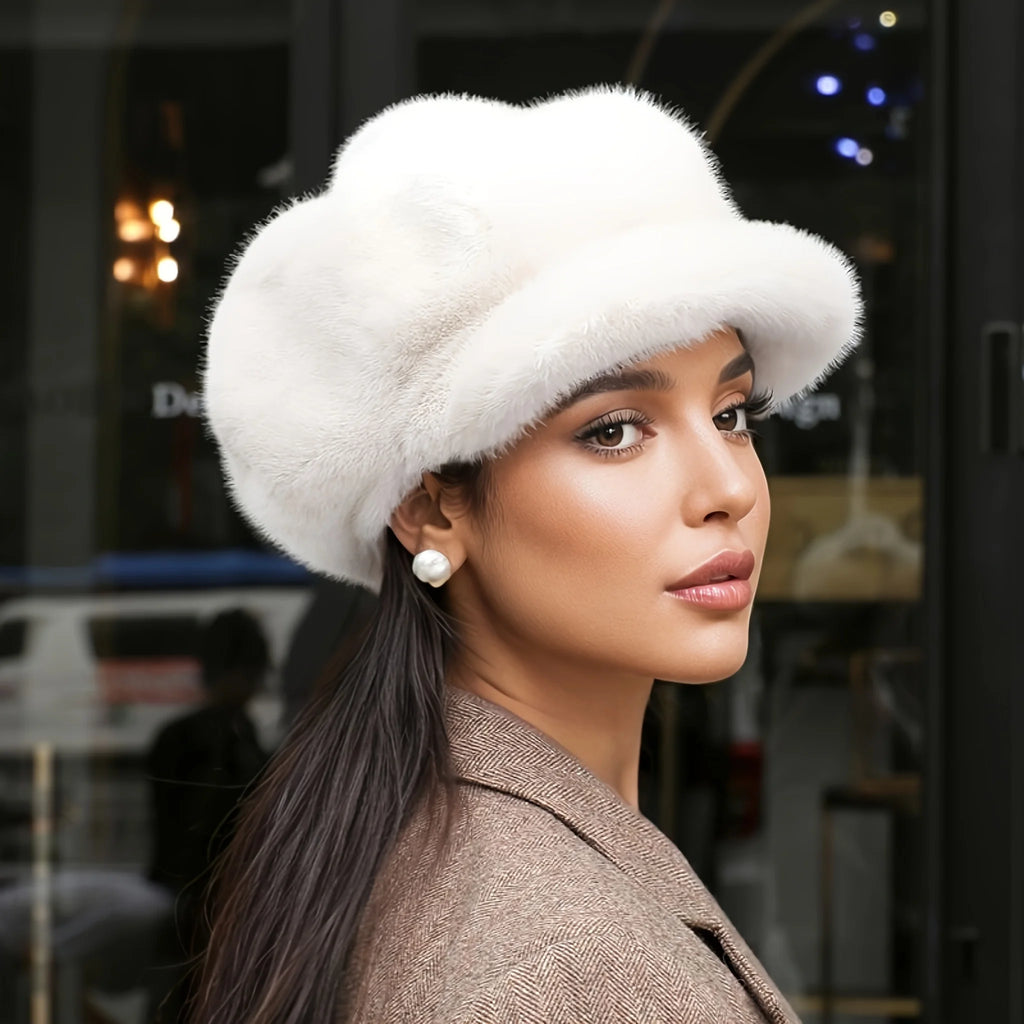 Women's Plush Beret – Warm Knit Cloud & Octagonal Winter Hat Winter Knit Hat SPOT