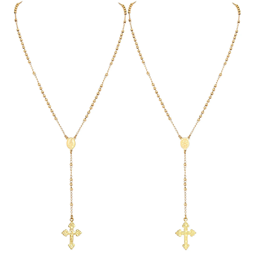 Rosary Bead Cross Necklace – St. Benedict & Guadalupe Pendant Pendant Necklace SPOT