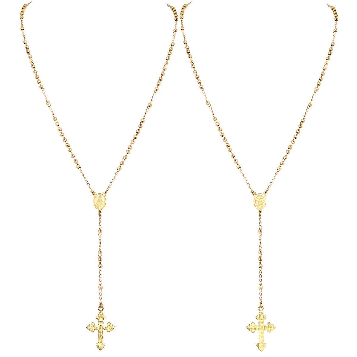 Rosary Bead Cross Necklace – St. Benedict & Guadalupe Pendant Pendant Necklace SPOT