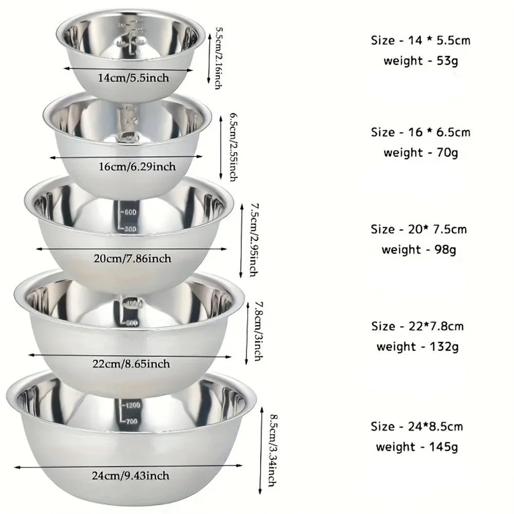 5-Piece Stainless Steel Nesting Mixing Bowl Set | Non-Slip Mixing Bowl Set SPOT