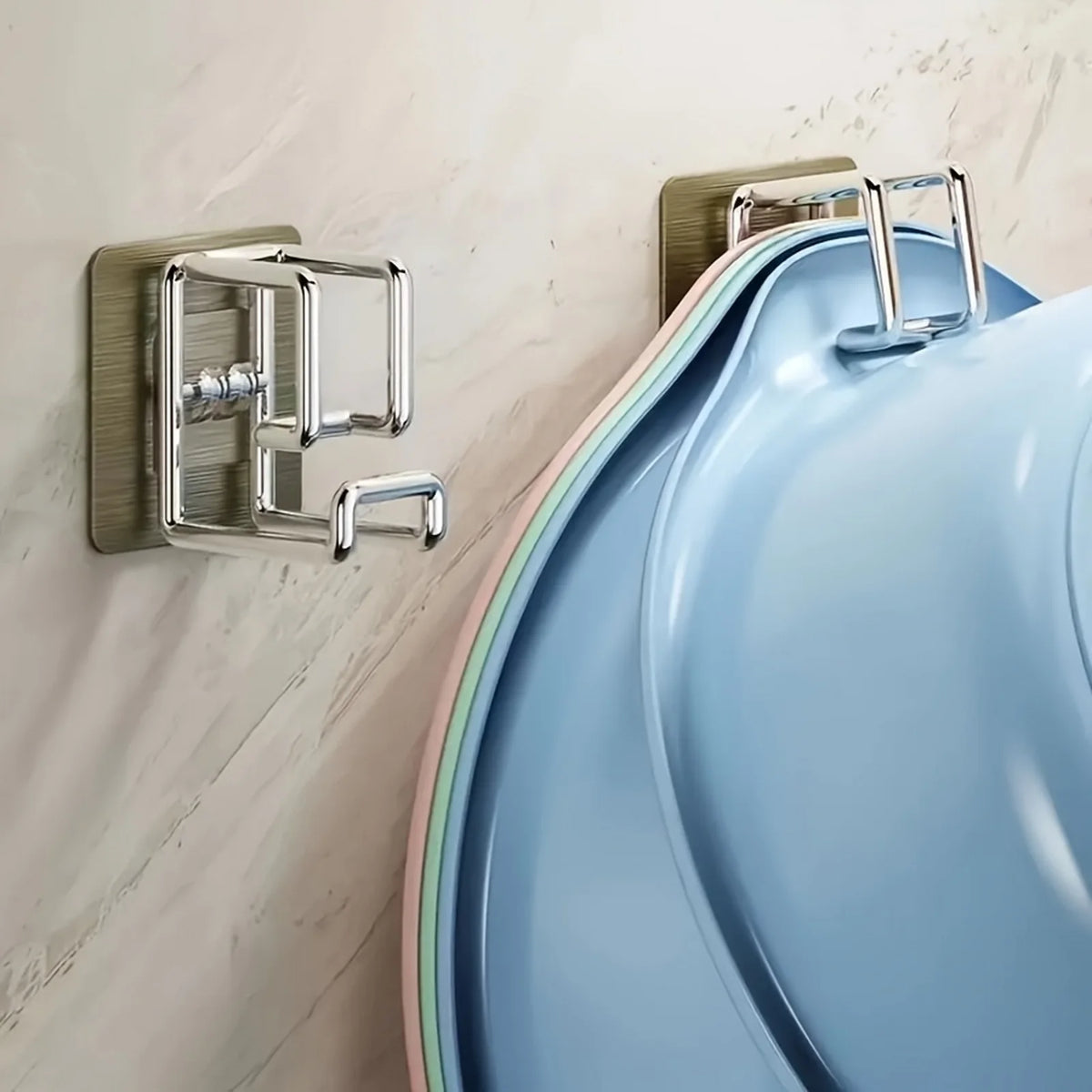 2-Pack No-Drill Self-Adhesive Wall Hooks – Kitchen & Bathroom Wall Storage Hooks SPOT