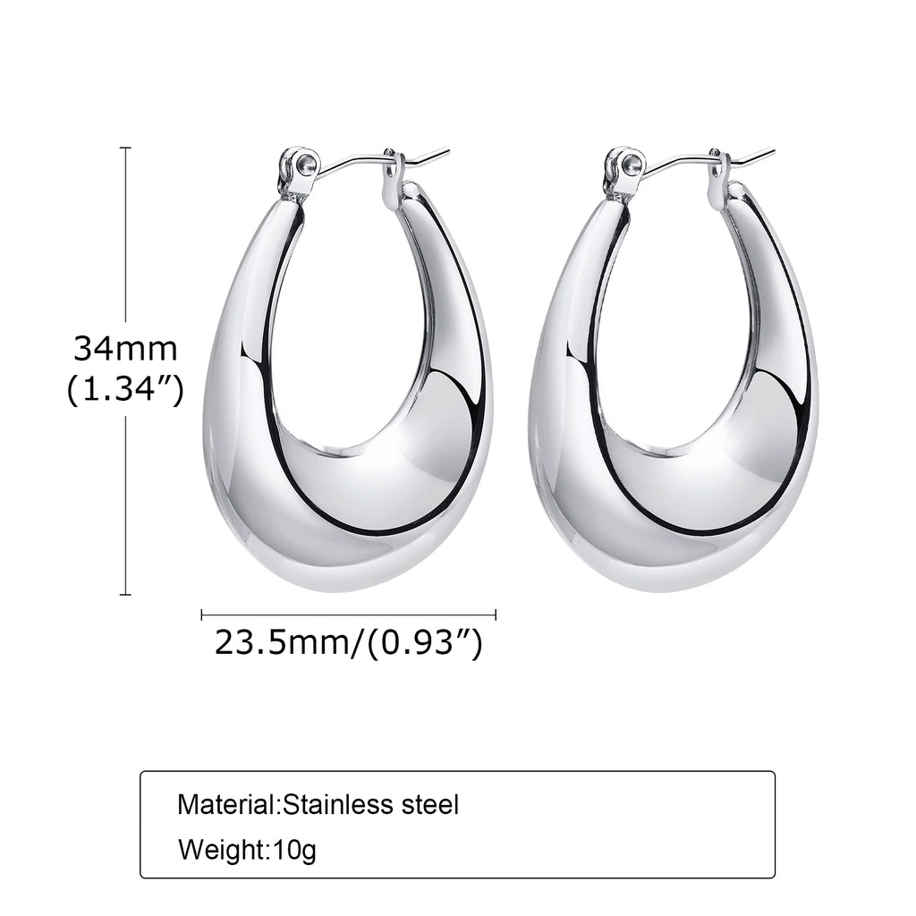 Geometric Tube Hoop Earrings – Stainless Steel Gold & Silver Hoop Earrings SPOT