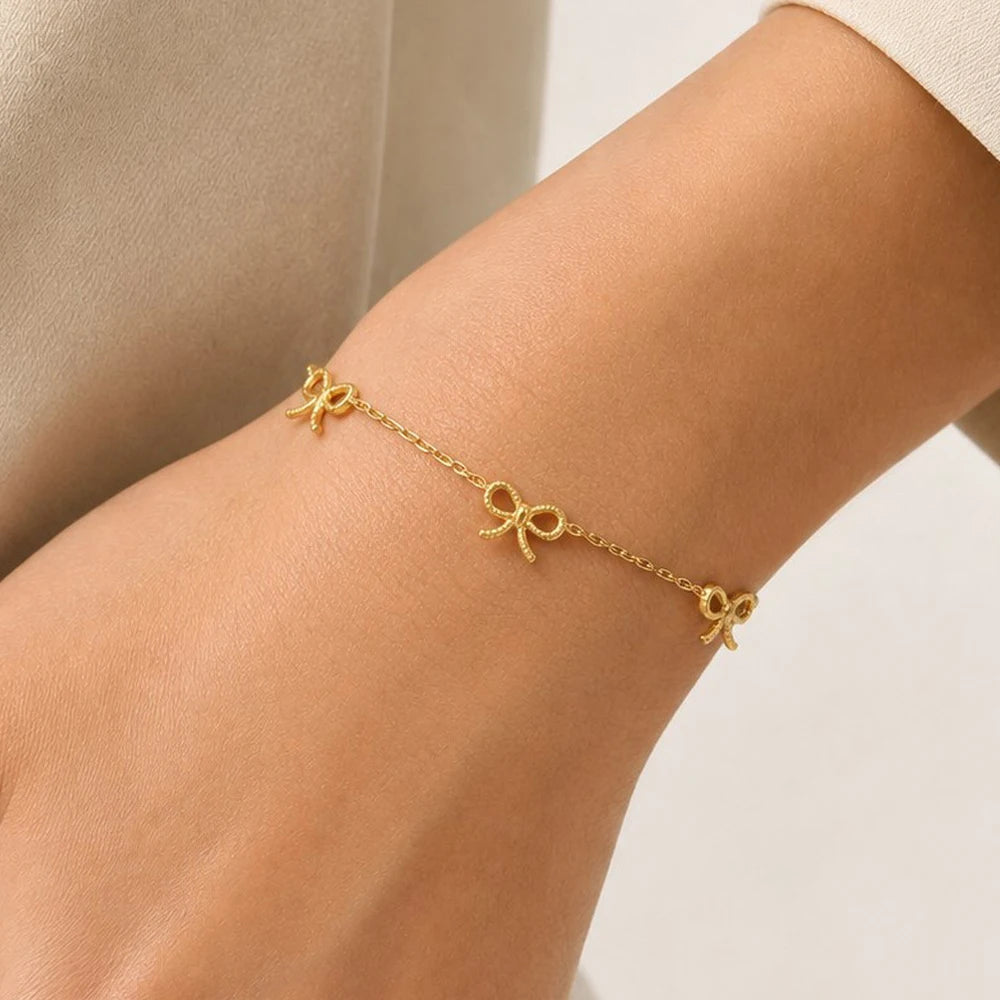 Multi Bowknot Bracelet – 18K Gold Plated Stainless Steel Women Chain Link Bracelet SPOT Default Title