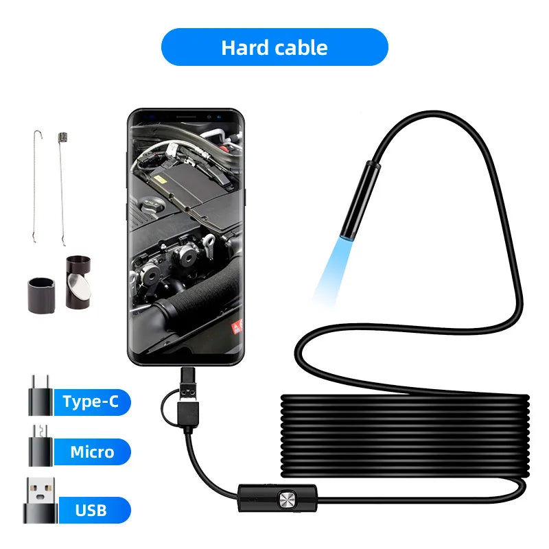 7mm Borescope Inspection Camera – USB Type-C, 1M/2M/5M Inspection Camera SPOT 7mm hard cable 2m No plug