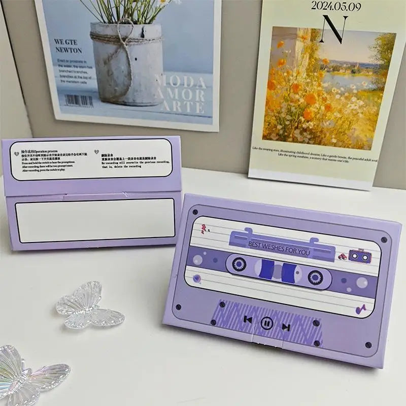 Recordable Audio Greeting Card – Retro Cassette Tape Design Recordable Greeting Card SPOT Purple 300s