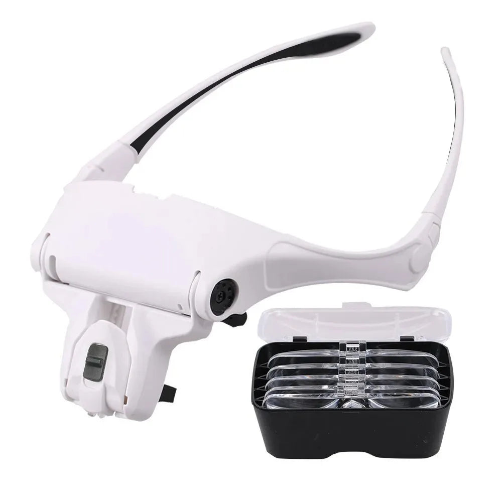 LED Headband Magnifier with Light – 5 Lenses Jeweler Loupe Headband Magnifier SPOT