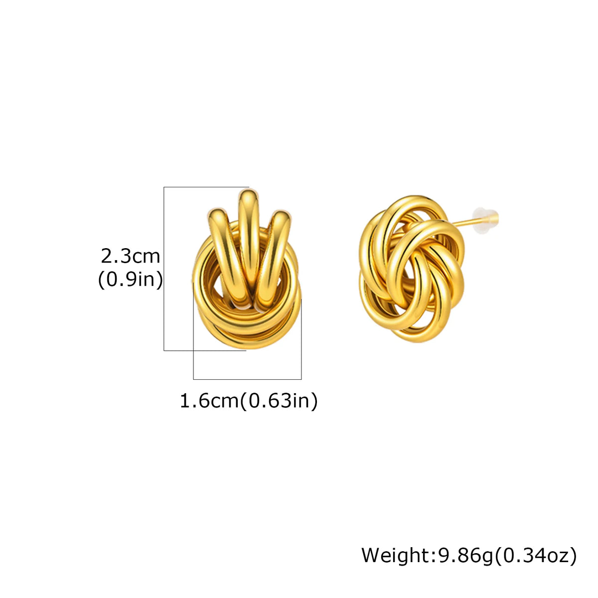 18K Gold Plated Twist Knot Stud Earrings – Geometric Stainless Steel Stud Earrings SPOT ED-1071G