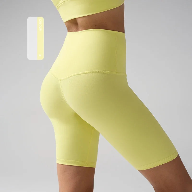 Women's High-Waist Yoga Shorts – Quick-Dry Squat-Proof Yoga Shorts SPOT YELLOW M