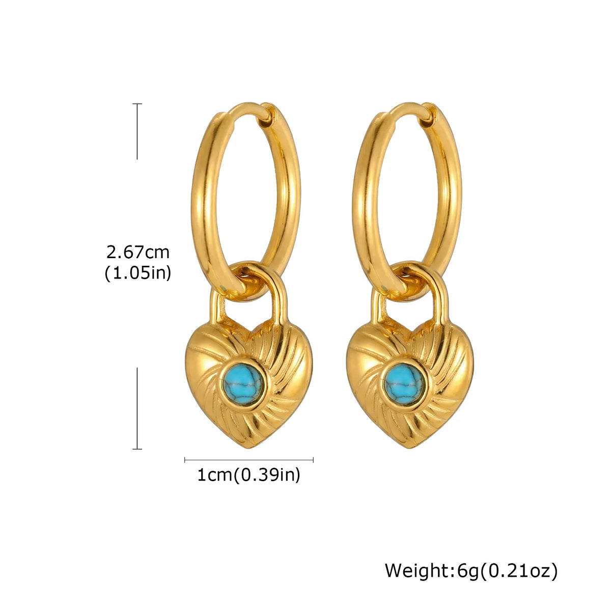 Vintage Heart Pendant Necklace | 18K Gold Plated Turquoise Beads Pendant Necklace SPOT ED-994G