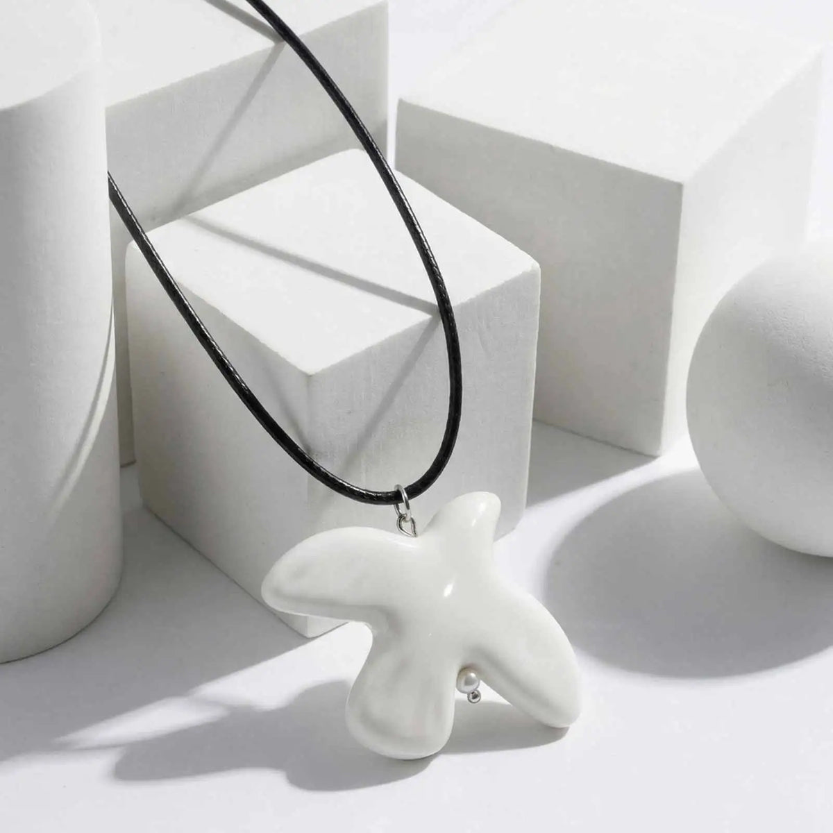 Peace Dove Ceramic Pendant Necklace – Adjustable Rope Chain Pendant Necklace SPOT