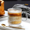 12oz Glass Coffee Mug with Handle – Vertical Stripe Design Glass Coffee Mug SPOT 1pc 12oz