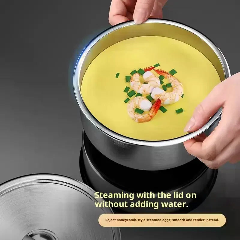 Stainless Steel Steamed Egg Bowl with Lid – Multi-Use Kitchen Steamed Egg Bowl SPOT