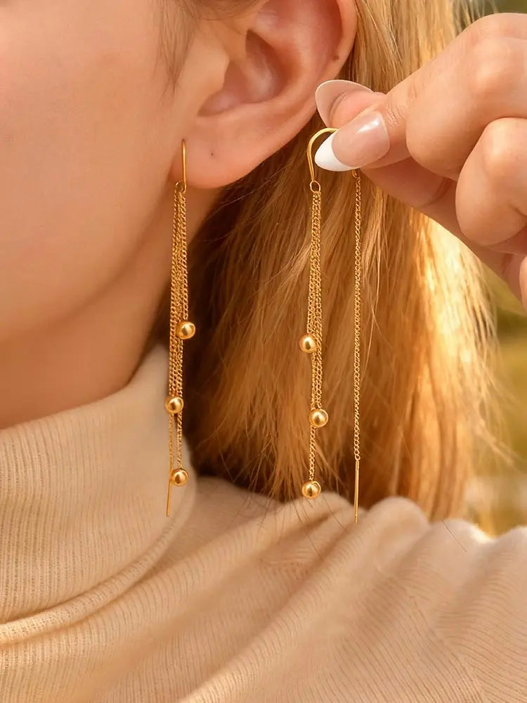 Meaeguet Gold Stainless Steel Ball Drop Dangle Earrings Women Drop Dangle Earrings SPOT