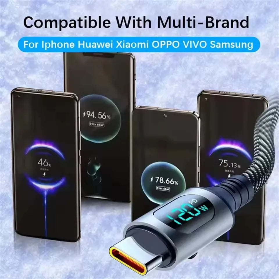 100W USB-C Cable with LED Display | Super Fast Charging USB Charging Cable SPOT