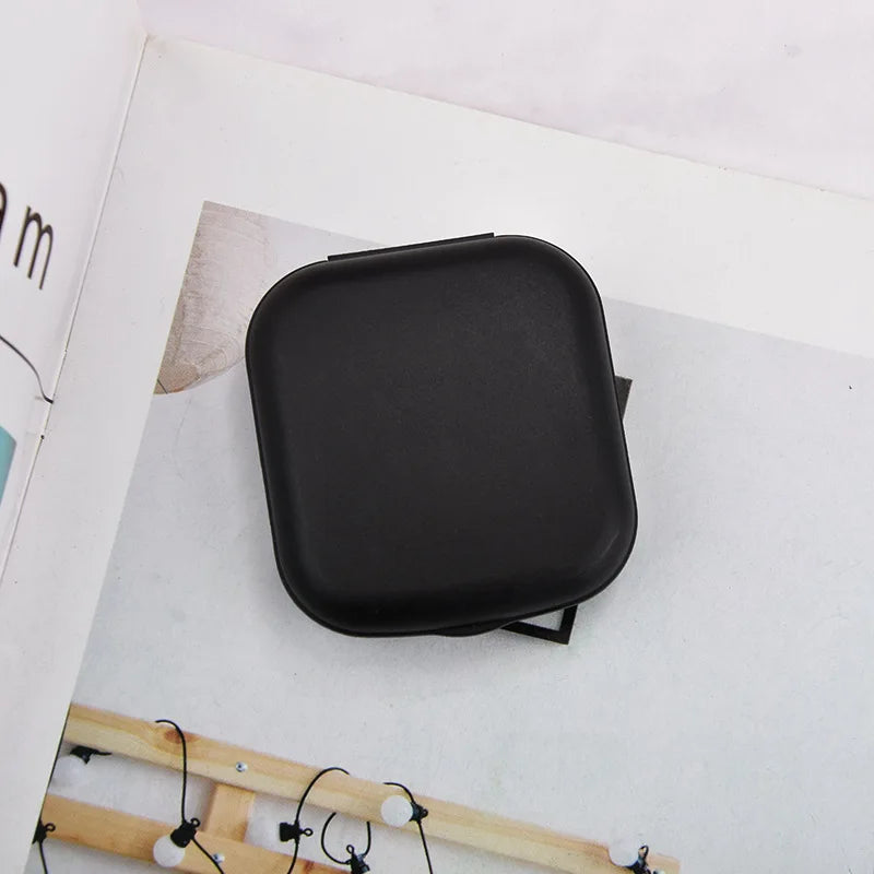 Mini Square Contact Lens Case with Mirror – Travel Kit Contact Lens Case SPOT black