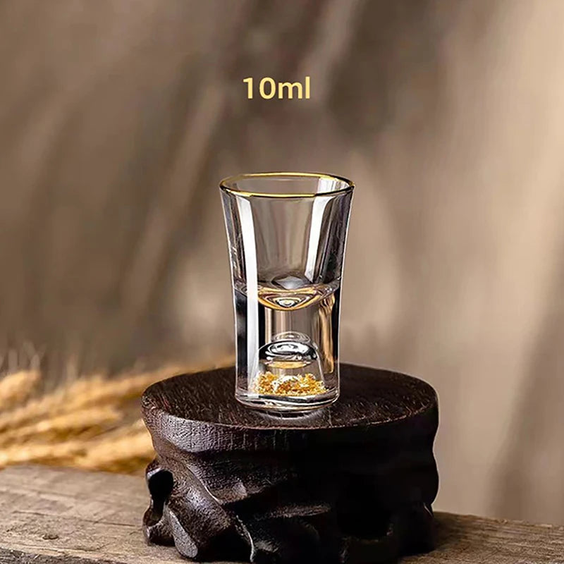 Crystal Liquor Glass – Gold Foil Double Bottom, Lead-Free 10ML Crystal Shot Glass SPOT