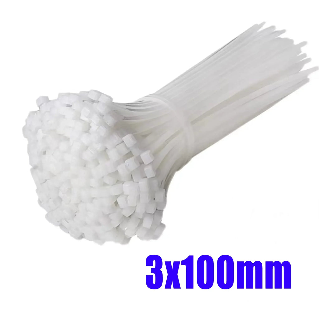 100/500-Pack Nylon Cable Ties – Reusable Self-Locking Zip Ties Nylon Cable Ties SPOT White-3x100mm 100pcs