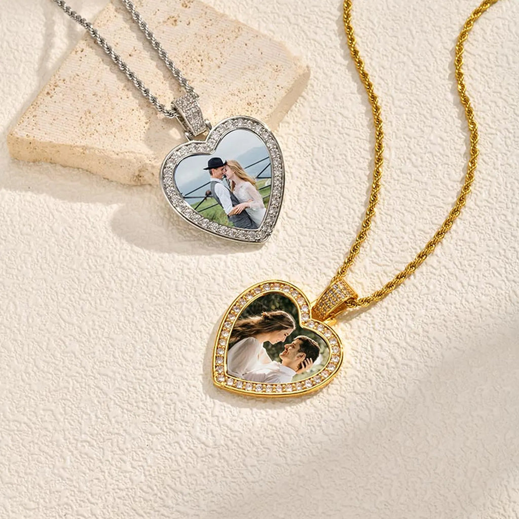 Personalized Photo Heart Necklace – Zirconia Pendant for Women Pendant Necklace SPOT