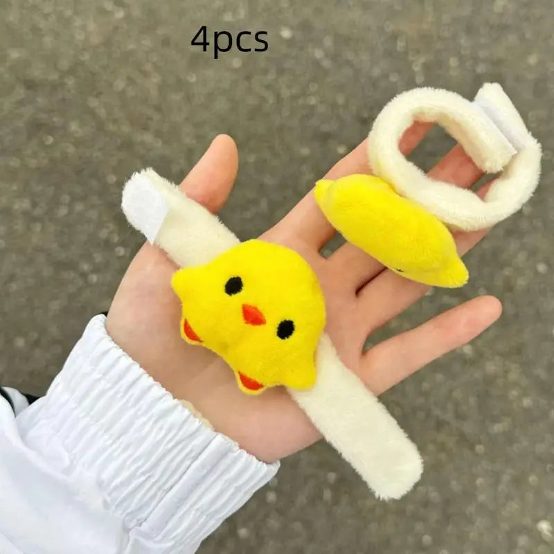 Cute Yellow Chick Plush Wristband – Adjustable Friendship Gift Plush Wristband SPOT 4pcs