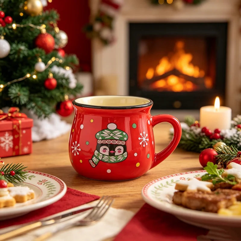 Christmas Ceramic Mug 150ml – Santa & Penguin Xmas Cup Ceramic Holiday Mug SPOT