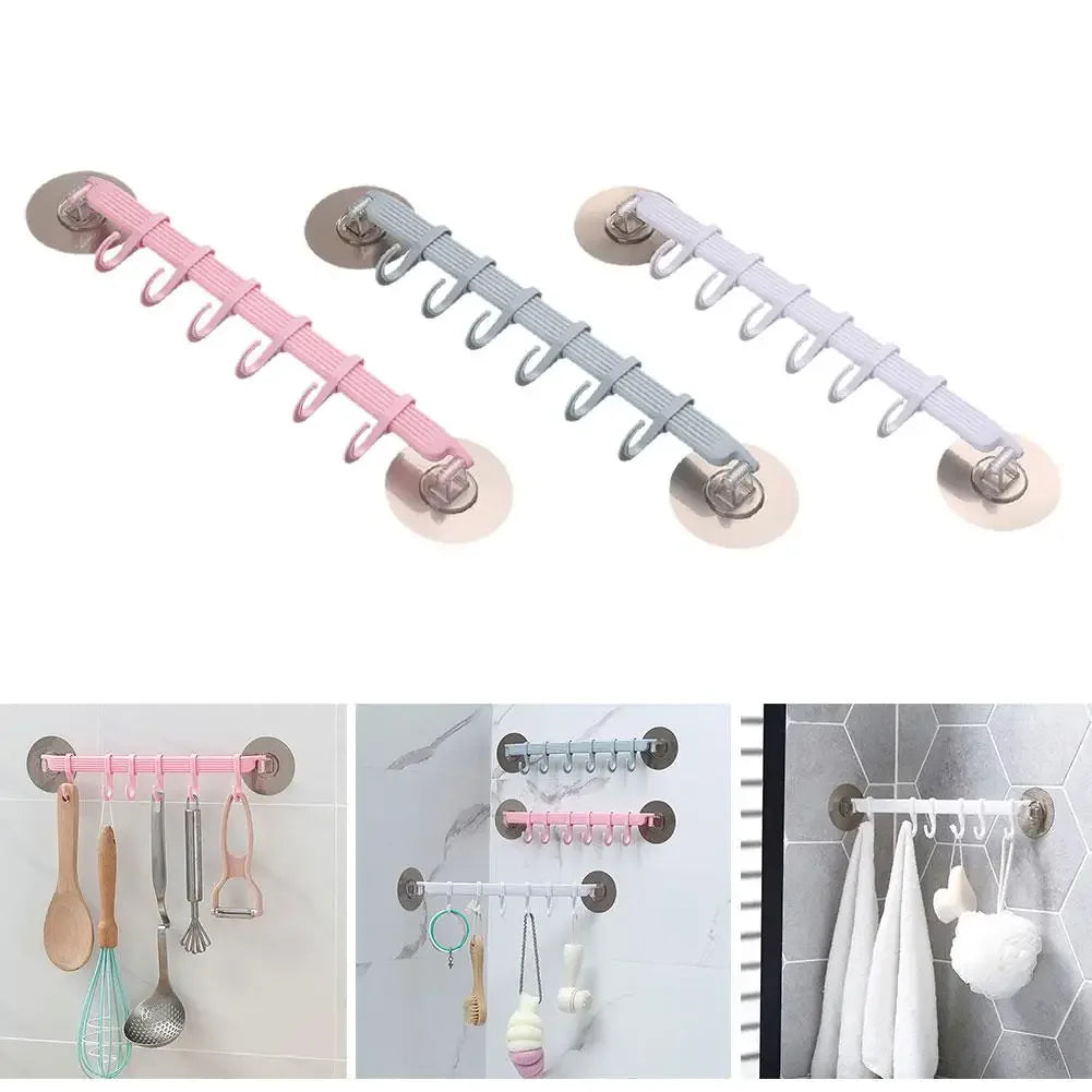 6-Row Corner Suction Cup Hook – No-Drill Bathroom Organizer Suction Cup Hook SPOT