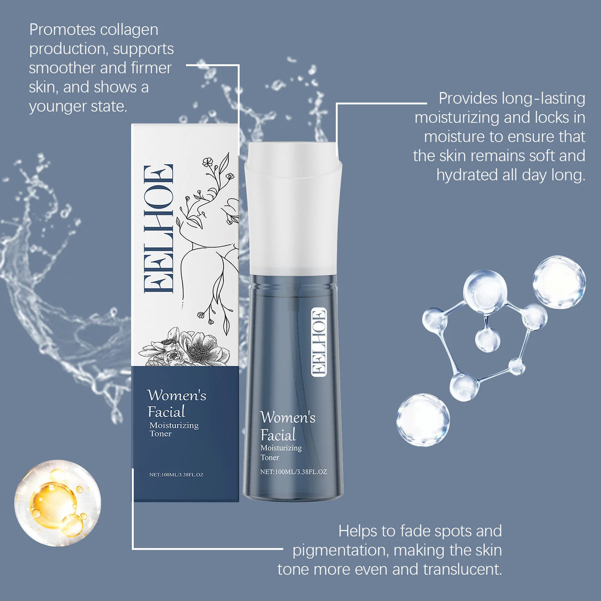 Eelhoe Niacinamide & Hyaluronic Acid Brightening Toner 100ml Facial Toner SPOT