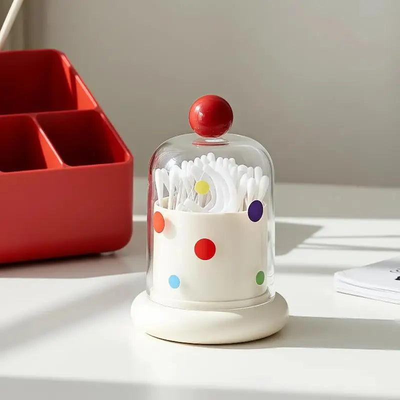 Dustproof Toothpick & Cotton Swab Storage Box | Clear Lid Desktop Storage Box SPOT