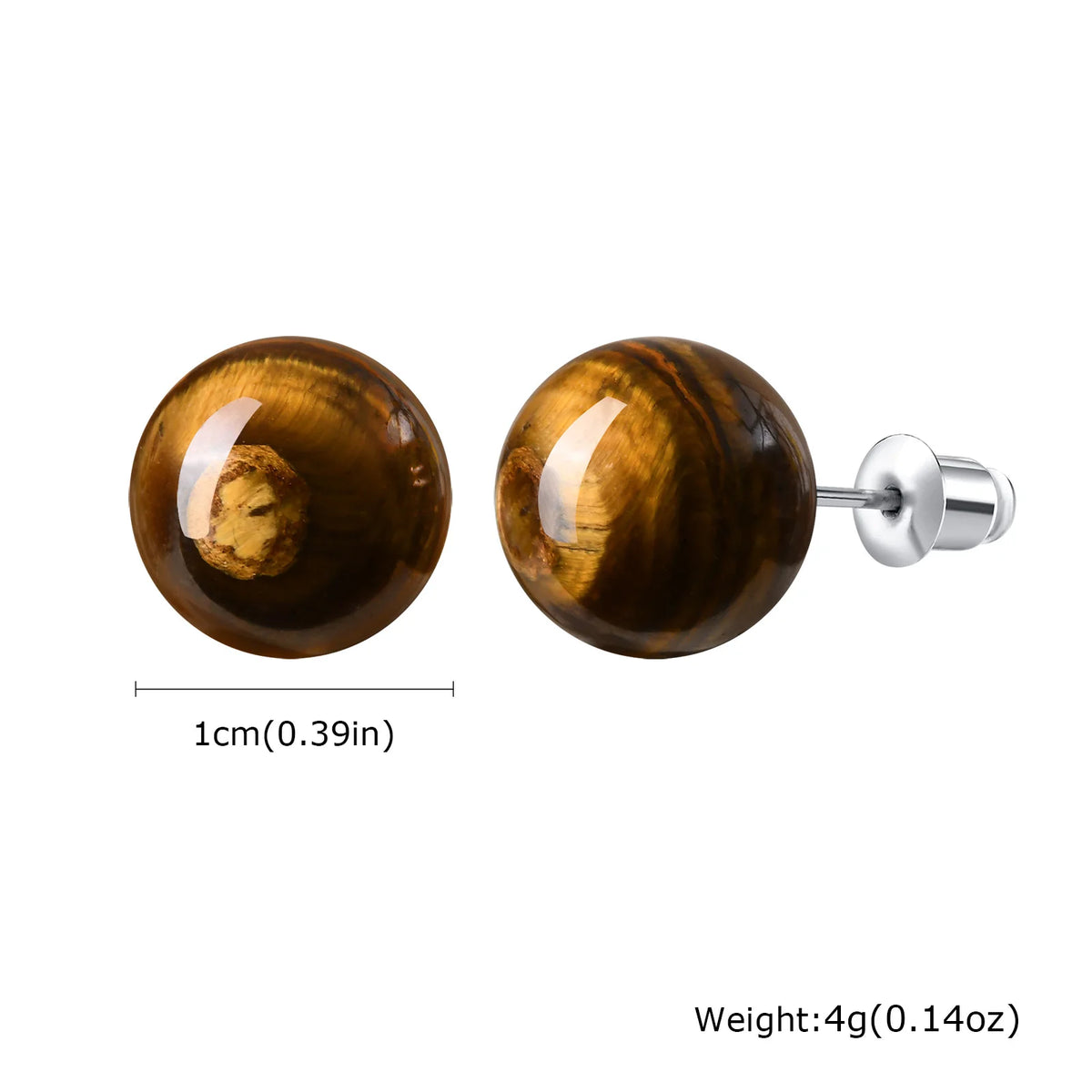Tiger Eye Stud Earrings – 18K Gold Plated Stainless Steel Stud Earrings SPOT ES-628S03