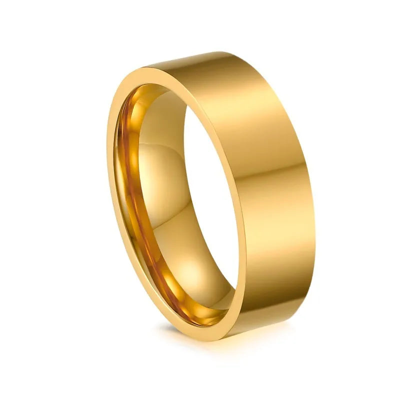 18K Gold Plated Stainless Steel Ring – Plain Wedding Band 2–8mm Wedding Band Ring SPOT