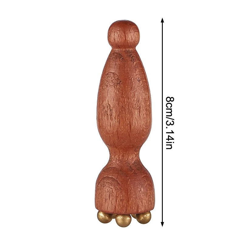 Mini Lotus Brass Bead Wood Gua Sha Facial Acupoint Massager Facial Massager Tool SPOT