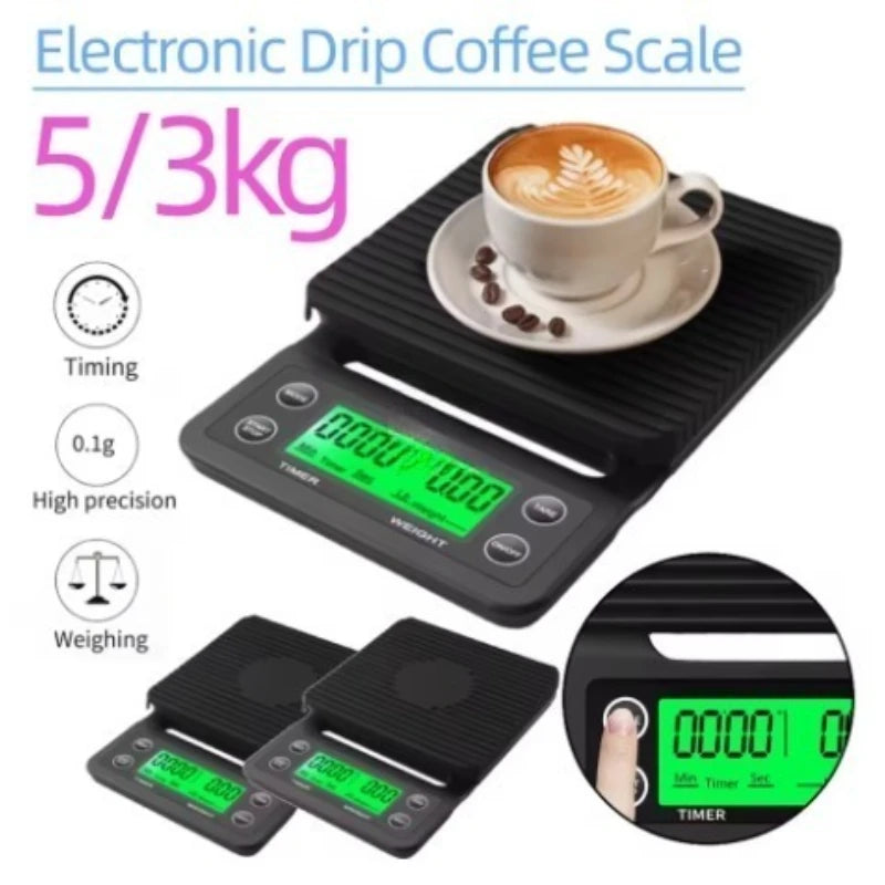 LCD Coffee Scale with Timer – High Precision 5kg/0.1g Digital Coffee Scale SPOT