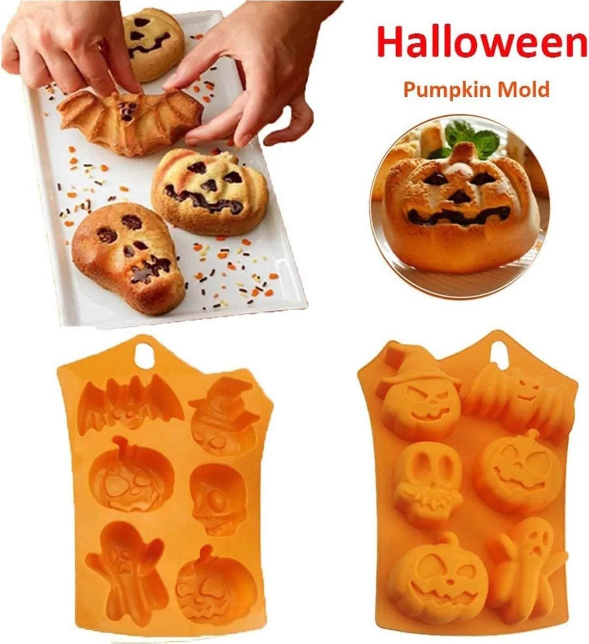 Silicone Halloween Baking Mold – Ghost Pumpkin Skull Bat Silicone Baking Mold SPOT