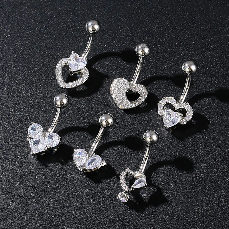 Zircon Belly Button Ring – Stainless Steel Navel Piercing Jewelry Navel Piercing Ring SPOT