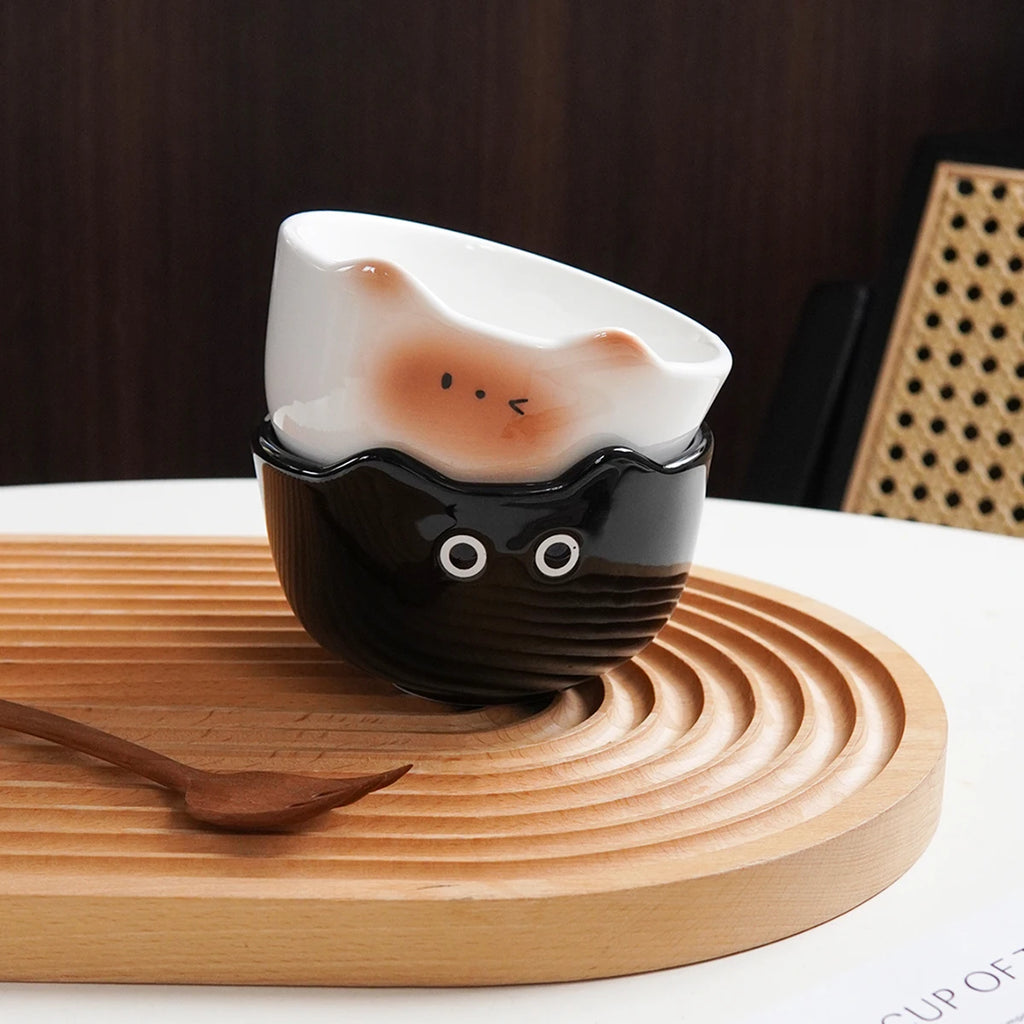 Siamese Cat Ceramic Rice Bowl – Hand-Painted Porcelain Ceramic Dining Bowl SPOT