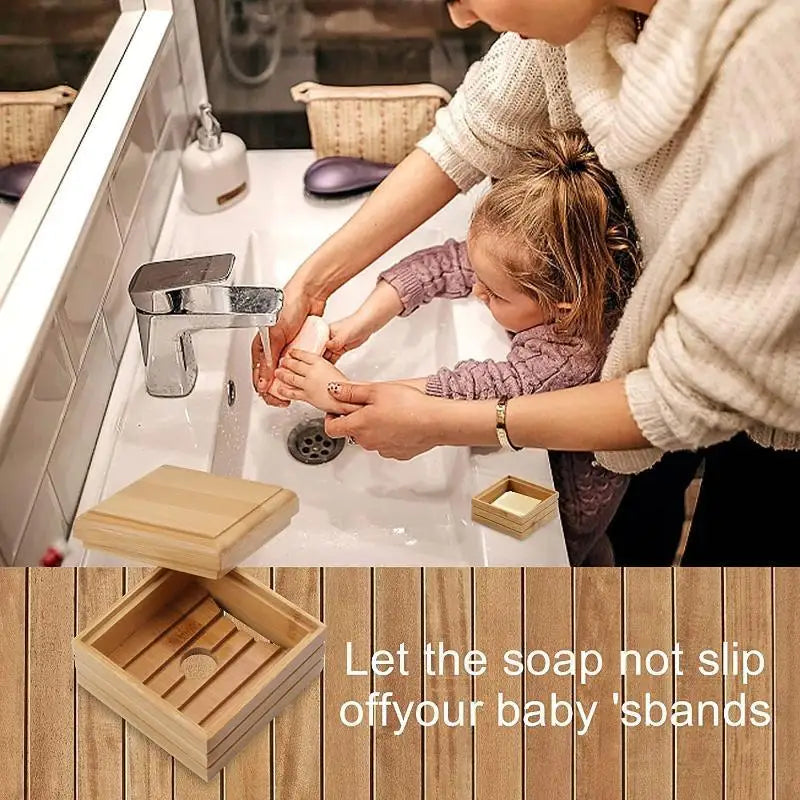 Bamboo Soap Dish with Lid – Self-Draining Eco Soap Holder Bamboo Soap Dish SPOT