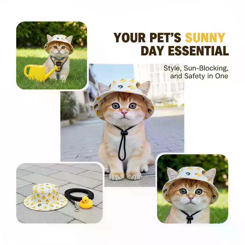 Pet Sun Hat for Cats & Small Dogs – Adjustable with Ear Holes Pet Costume Hat SPOT