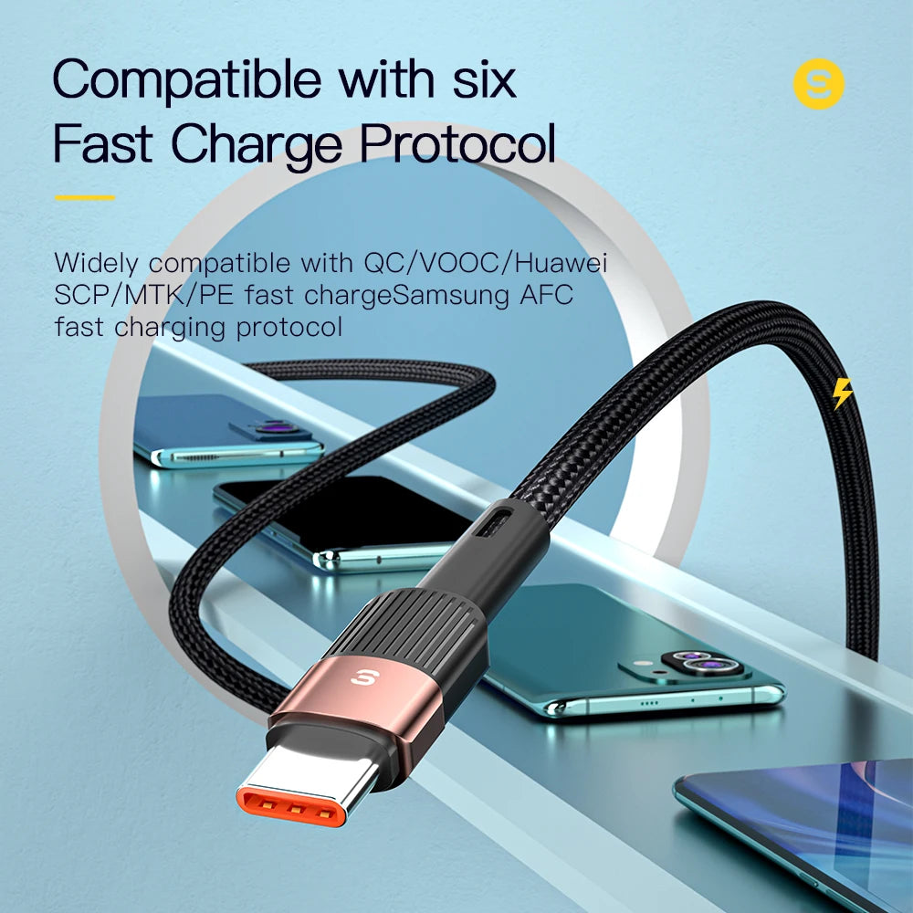 Essager 7A USB-C Fast Charging Cable – 100W, Braided, Multi-Device USB-C Charging Cable SPOT